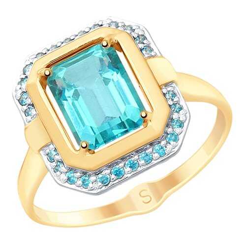 Кольцо женское SOKOLOV из золота с топазами Swarovski и фианитами 715352 р.18.5 в Зарина
